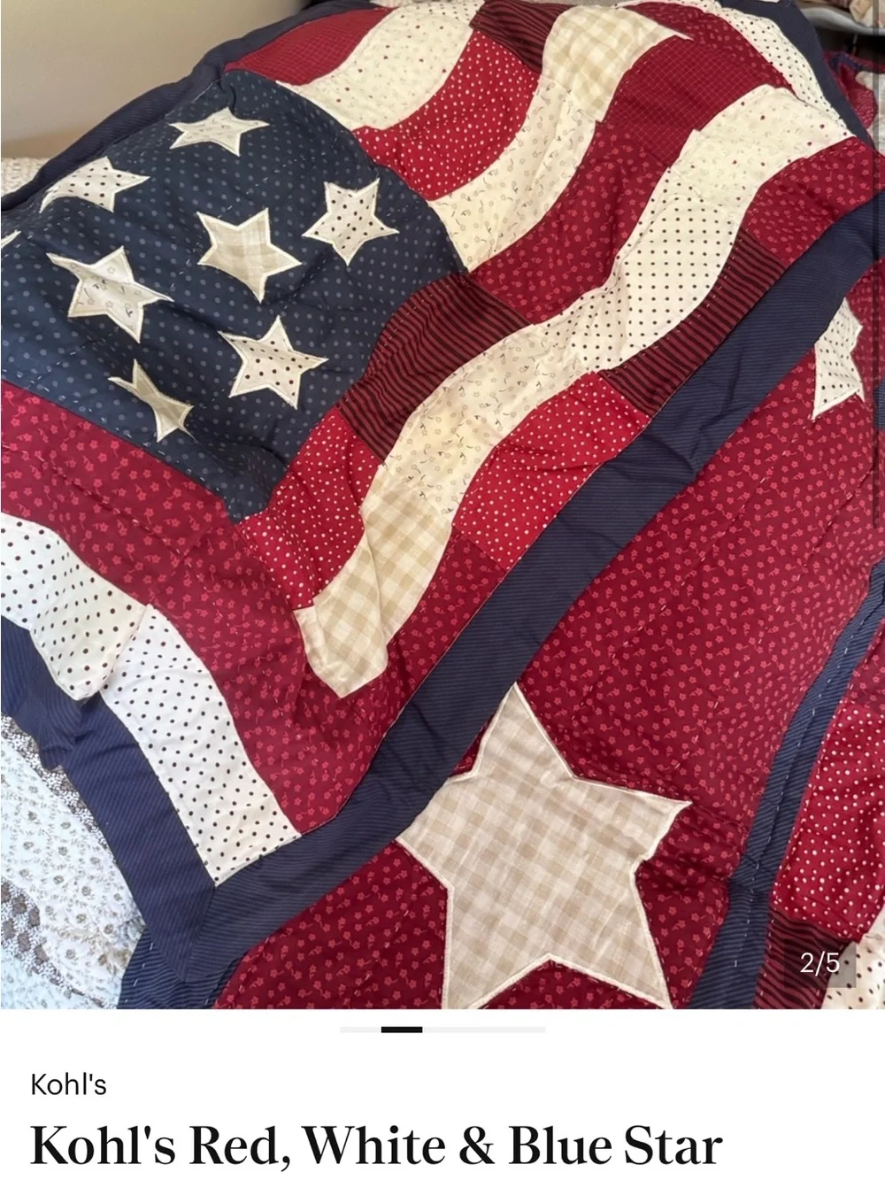 Kohl's Patriotic Star & Stripe Quilt in Red, White, Blue - Picture 2 of 2